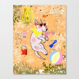 beach bullterrier Canvas Print