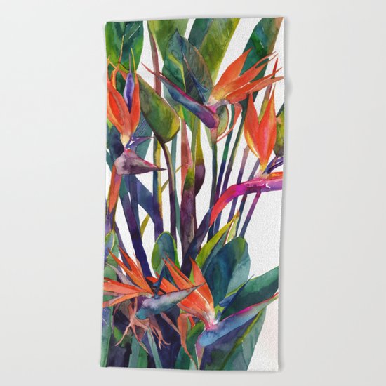 The bird of paradise Beach Towel