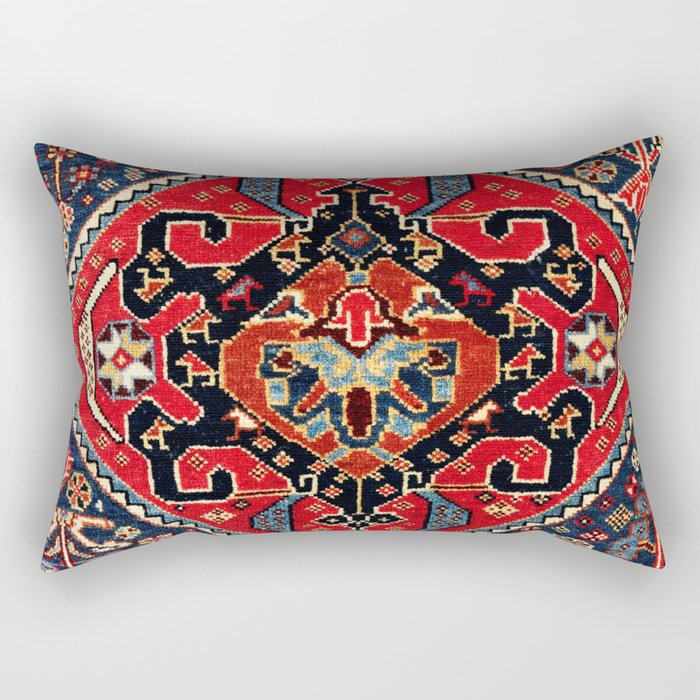 Qashqa’i Antique Fars Persian Bag Face Print Rectangular Pillow