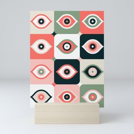 Checkered Retro Eyes – Watermelon Mini Art Print