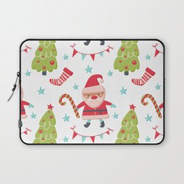 Christmas Seamless Pattern with Santa Claus, Tree, Socks Laptop Sleeve