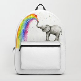 Baby Elephant Spraying Rainbow Backpack