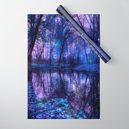 Enchanted Forest Lake Purple Blue Wrapping Paper