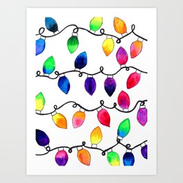 Colorful Christmas Holiday Light Bulbs Art Print