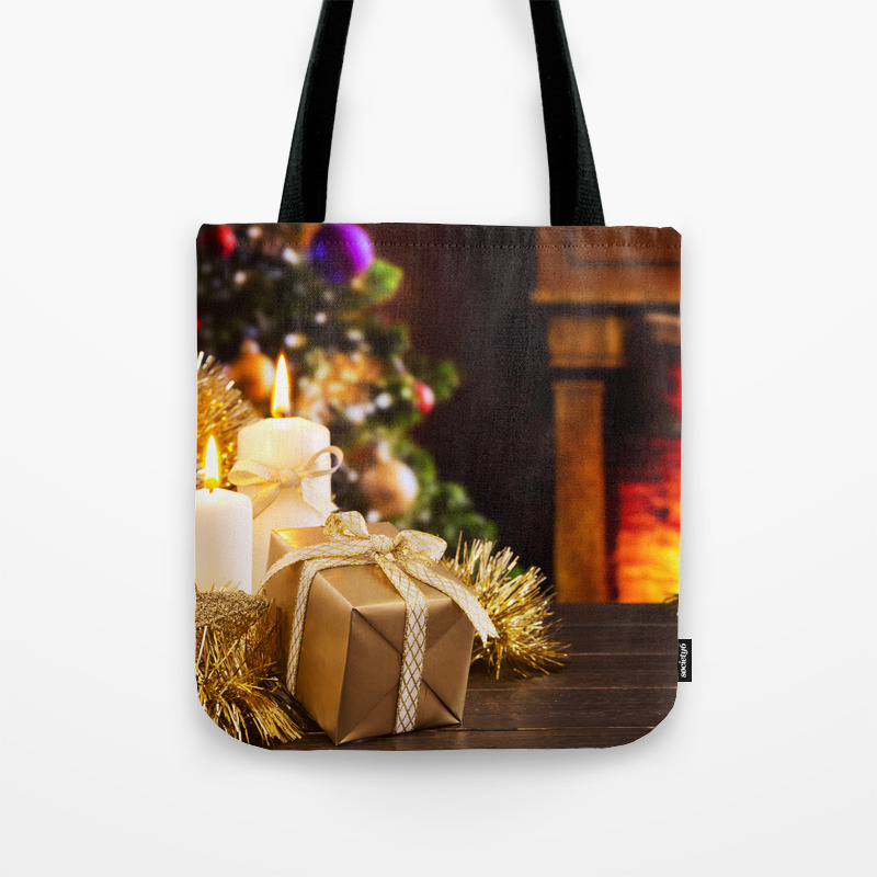 Christmas Scene With Fireplace And Christmas Tree In The