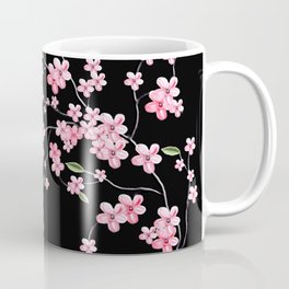 Cherry Blossom on Black Coffee Mug