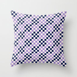 Retro Blue + Periwinkle Checker Pattern Throw Pillow