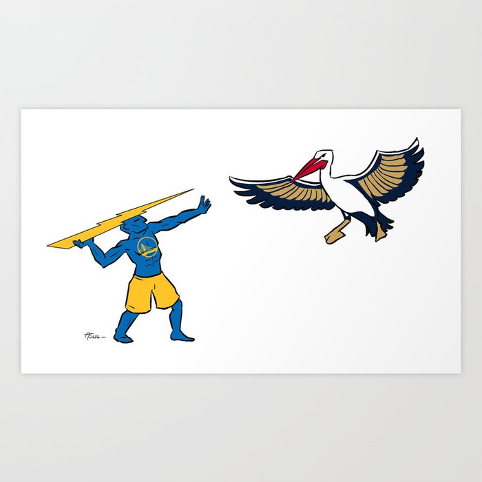 Warriors vs Pelicans Art Print