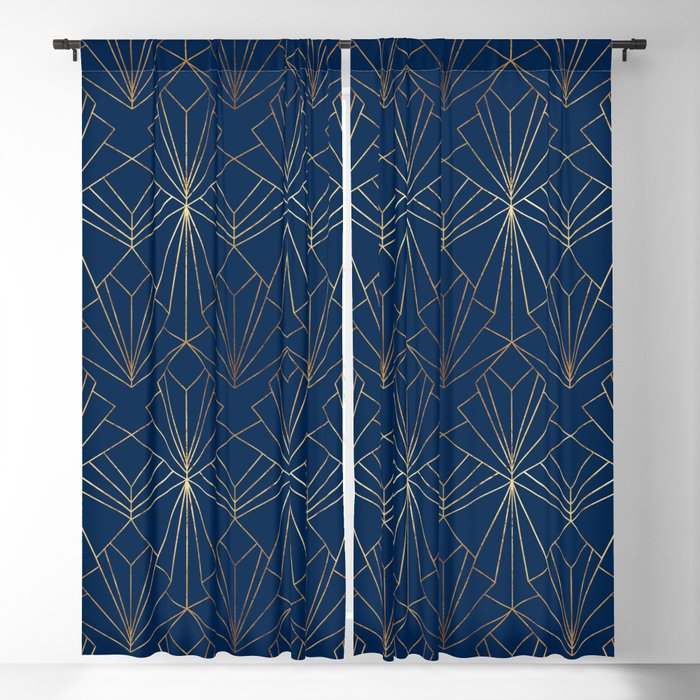 Navy Blue Art Deco - Large Scale Blackout Curtain
