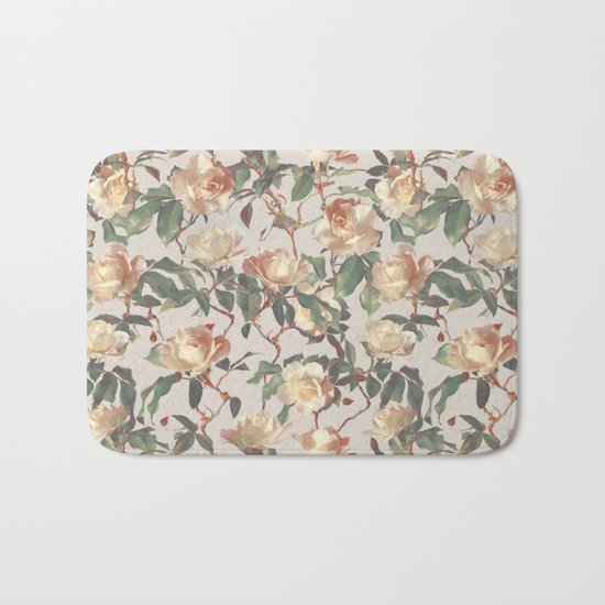 Soft Vintage Rose Pattern Bath Mat
