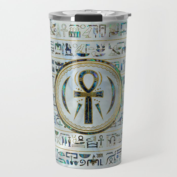 Abalone Shell Egyptian Ankh Cross symbol Travel Mug