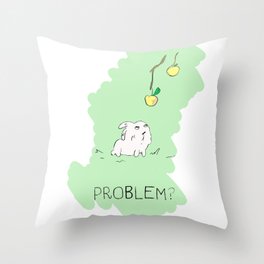 Bunny and Out-of-reach Apples Throw Pillow