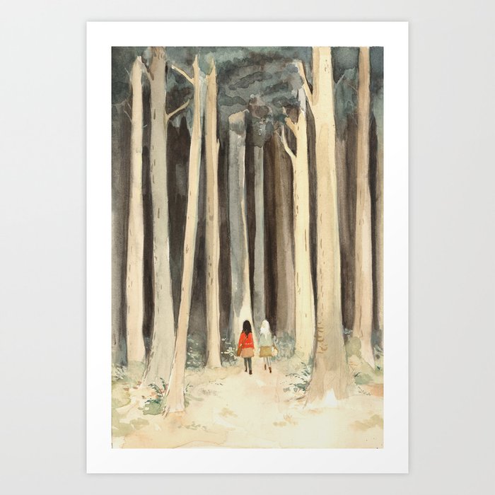 Snow & Rose in the Forest Art Print