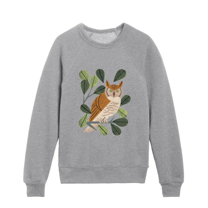 Perching Owl Kids Crewneck