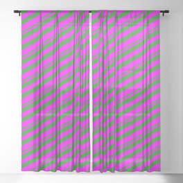 [ Thumbnail: Forest Green and Fuchsia Colored Lined/Striped Pattern Sheer Curtain ]