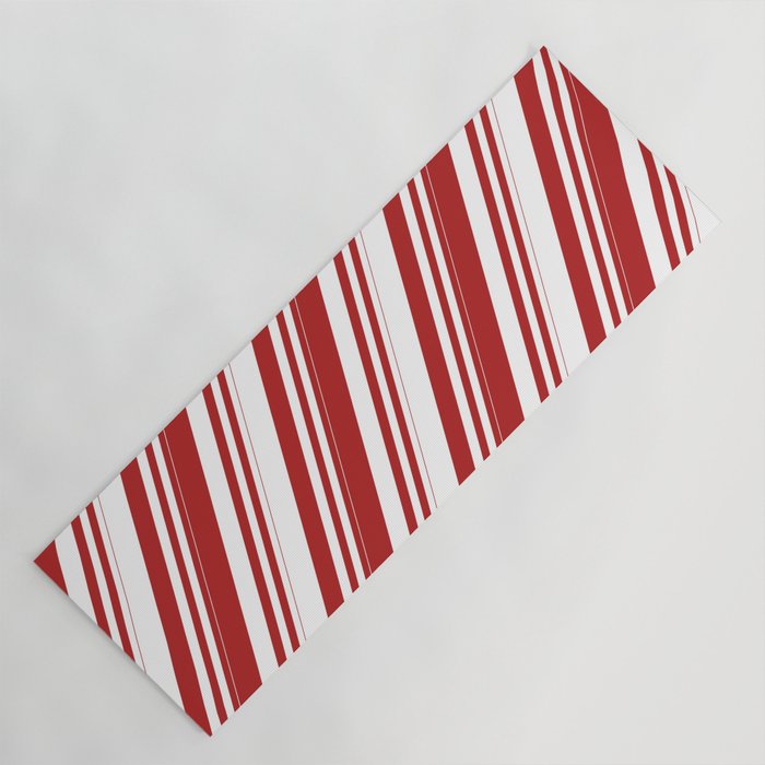 Red and White Colored Lines/Stripes Pattern Yoga Mat