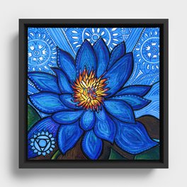 Voice: Throat Chakra Blue Lotus Meditation Framed Canvas