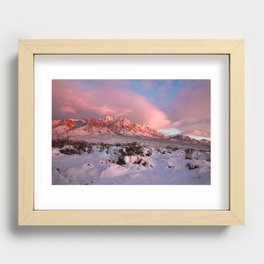 Sun setting in the winter of the Organ Mountains Recessed Framed Print