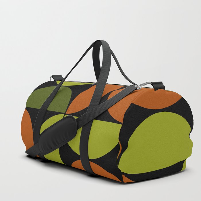 Mid century geometric pattern on black background 2 Duffle Bag
