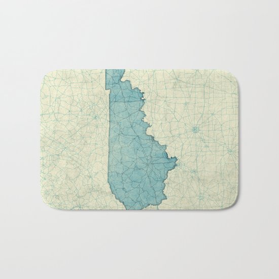 Kentucky State Map Blue Vintage Bath Mat