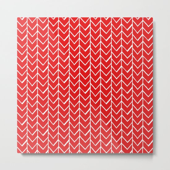 Herringbone Red Metal Print