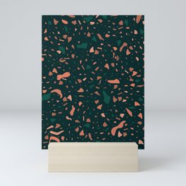 Dark Green Terrazzo Mini Art Print