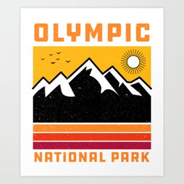 Olympic National Park Washington' Souvenir Vintage Mountain Art Print