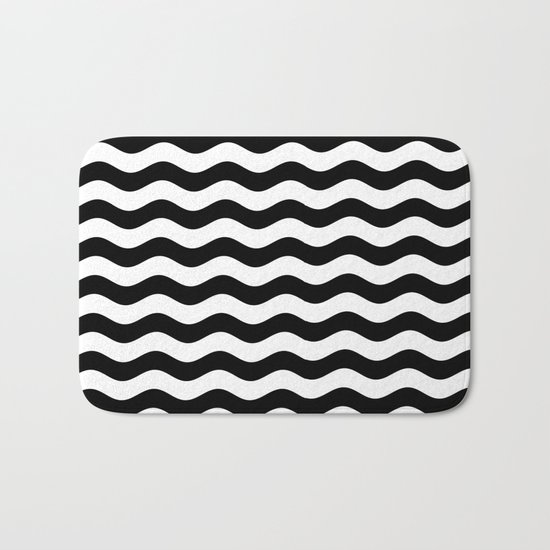 Wavy Stripes (Black/White) Bath Mat