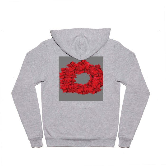 RED CHRISTMAS POINSETTIAS FLOWER WREATH DECORATIONS Hoody