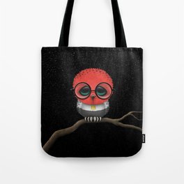 Baby Owl with Glasses and Egyptian Flag Tote Bag