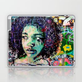 Urban Girl Mixed Media Street Art Woman Portrait Laptop Skin