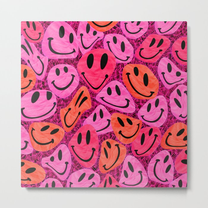 Preppy Room Decor - Preppy Smiley Face Collage Metal Print