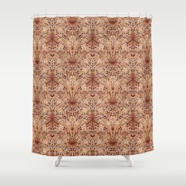 William Morris Hyacinth Print, Coffee Brown and Beige Shower Curtain