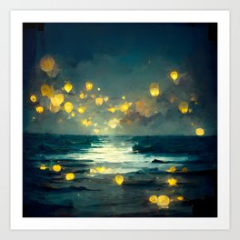 Lights On The Water Art Print