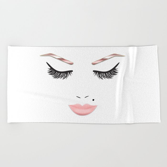 Rose Gold Beauty Face Beach Towel