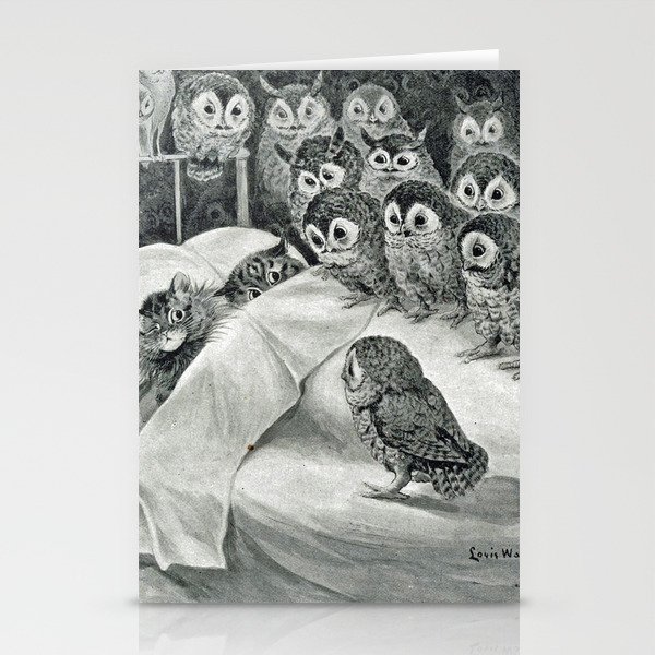 Louis Wain Cat Nightmare Owl Bird Stationery Cards
