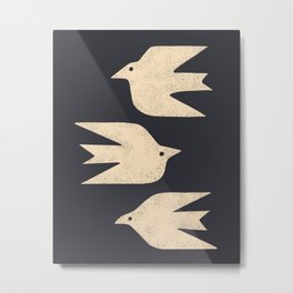 Doves In Flight Metal Print | Boho, Graphic, Graphicdesign, Illustration, Bird, Minimal, Pattern, Hand Drawn, Peace, Modern 