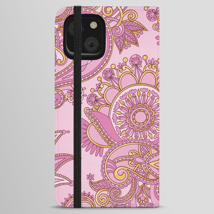 Paisley Floral Ornament  Pastel Blush Pink iPhone Wallet Case