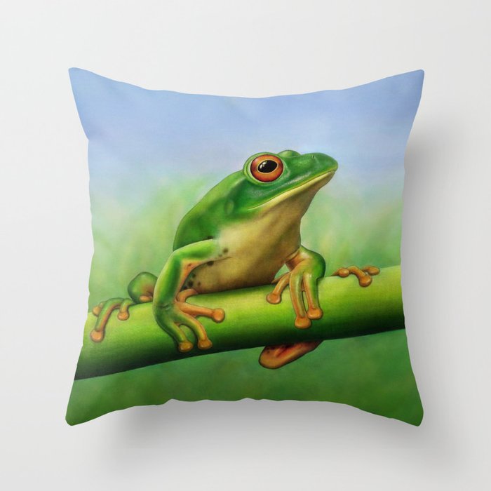 Moltrecht's Green Treefrog Throw Pillow