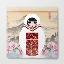 Geisha Matryoshka Metal Print | Nature, Illustration, Landscape, Collage 