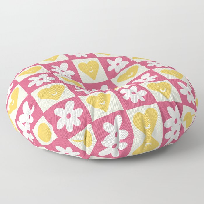 Spring of Flowers and Love - Yellow Happy  Floor Pillow