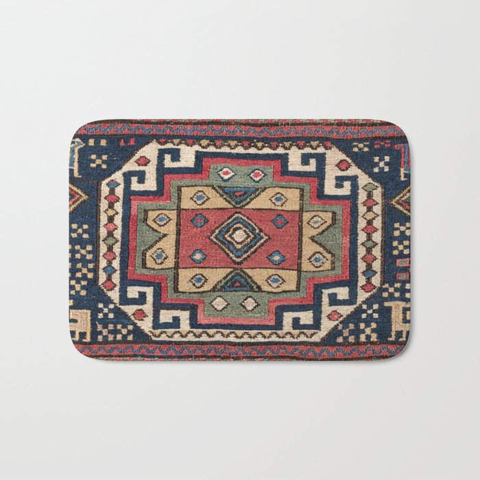Cowboy Sumakh // 19th Century Colorful Red White Blue Western Lone Star Dallas Ornate Accent Pattern Bath Mat