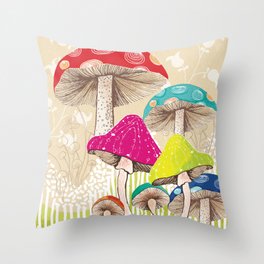 Magical Mushrooms Throw Pillow