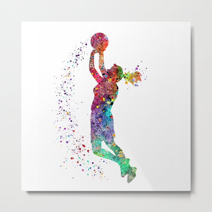 Basketball Girl Player Sports Art Print Metal Print
