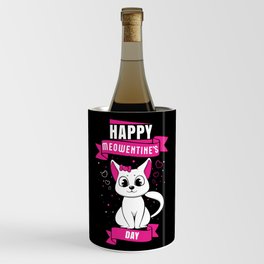 Pet Cat Animal Hearts Meow Happy Valentines Day Wine Chiller