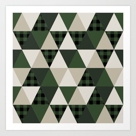 Hunter Green camping cabin glamping cheater quilt baby nursery gender neutral Art Print