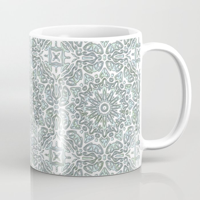 Turquoise Teal Faux Glitter Ornamental Pattern Coffee Mug