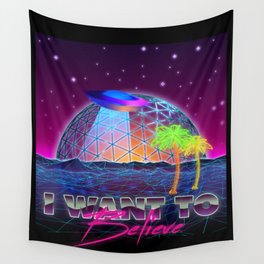 I Want To Believe Retrowave Wall Tapestry