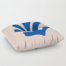 Leaf Blue Paper Cut Outs Mid Century Modern Minimalist Abstract Shapes Floor Pillow