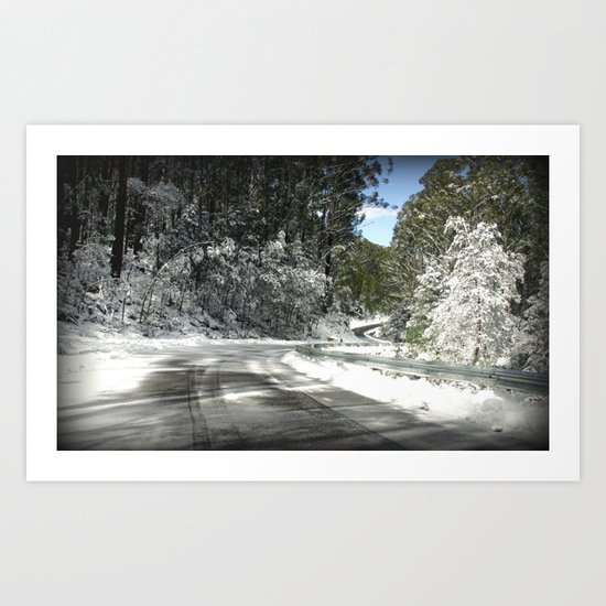 Winding road down Mt.Baw Baw Art Print